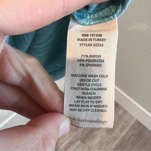 Soft Surroundings Aqua Heather Stretch Knit Riverland Tunic Hoodie Size Large - Picture 6 of 8